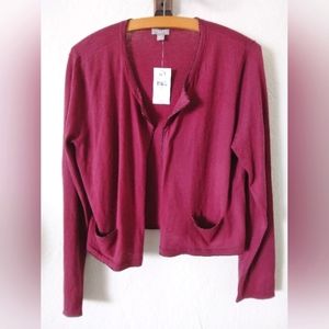 NWT- J.JILL BURGUNDY CARDIGAN SWEATER